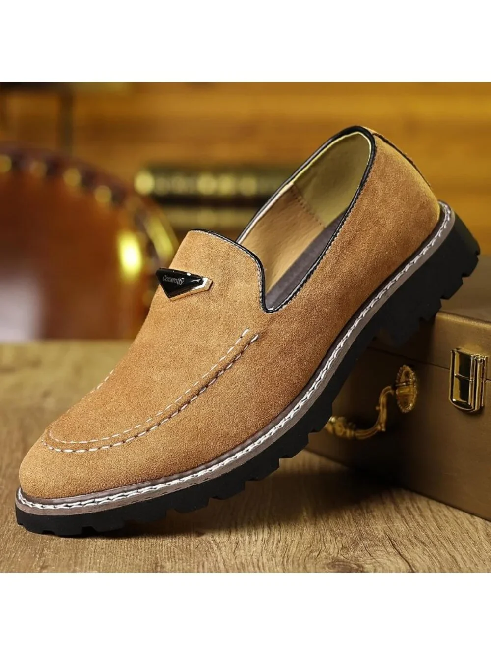 Stylish Vintage Suede Slip-On Dress Loafers for Men - Comfortable Walking Shoes